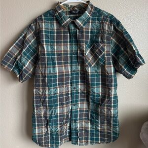 The North Face Green and Gray Plaid Button Down Shirt